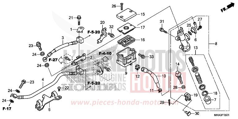 REAR BRAKE MASTER CYLINDER (NC750XA/XD) von NC750X "Meca" CANDY ARCADIAN RED (R305) von 2016